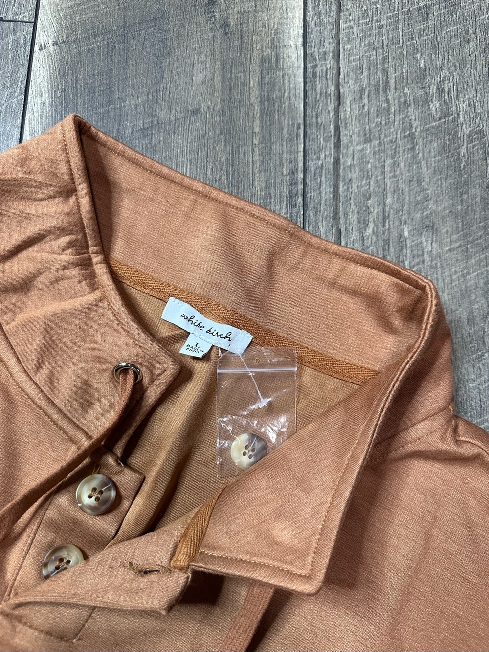 White Birch Rust Button Neck Pullover - Picture 4 of 8